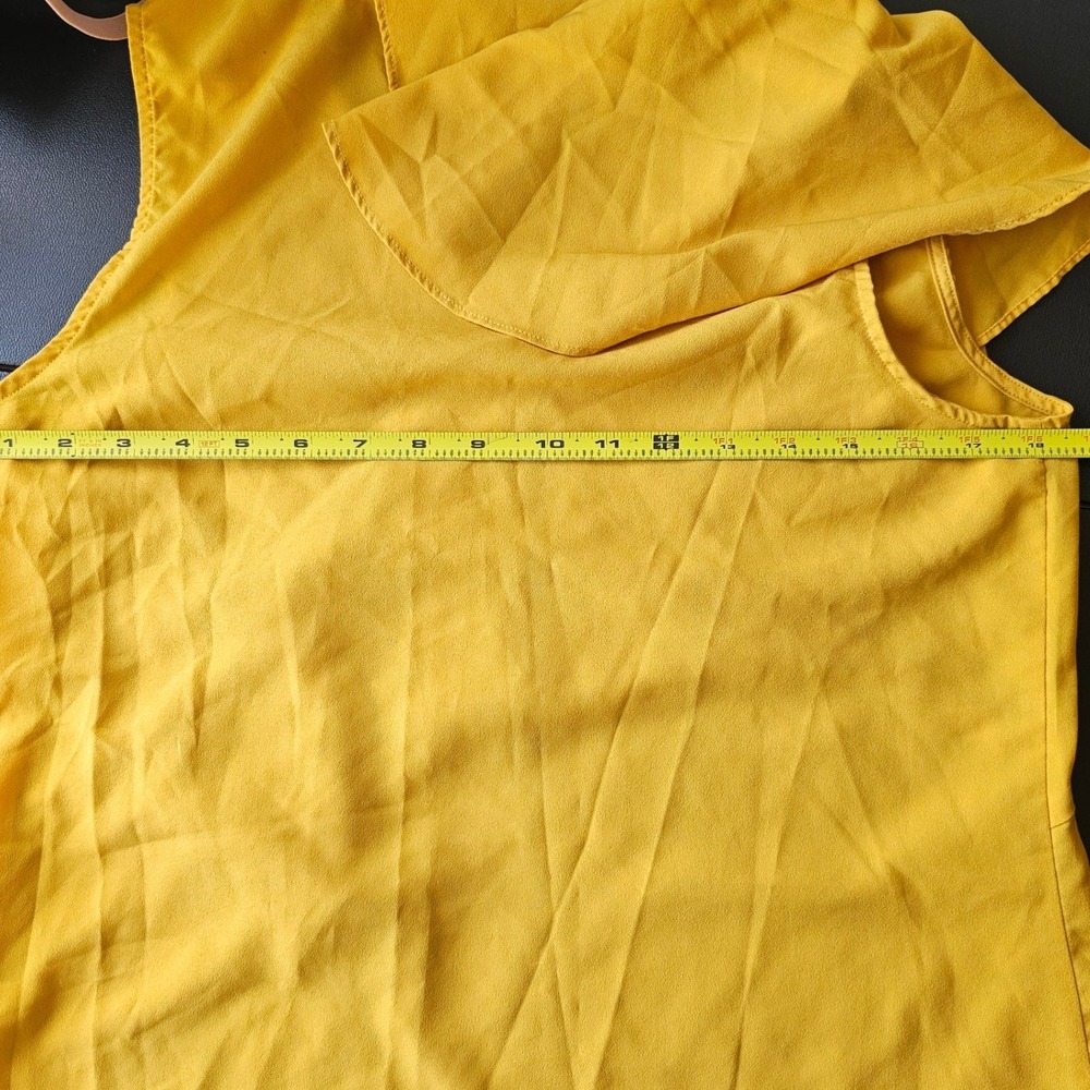 Banana Republic Mustard Yellow Ruffle V-Neck Sleeveless Blouse 273860-00 Medium - Picture 6 of 7